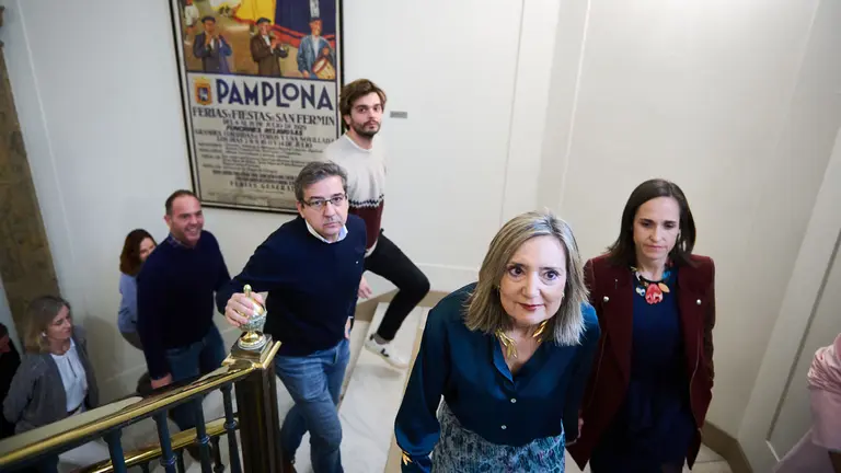 La alcaldesa de Pamplona Cristina Ibarrola comparece ante la moción de censura que le han hecho PSN y EH Bildu en el Ayuntamiento de Pamplona. PABLO LASAOSA