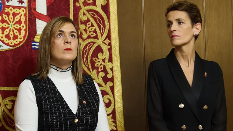 Acto de toma de posesión de Alicia Echeverría Jaime como delegada del Gobierno en Navarra, con la presencia de la ministra de Inclusión, Seguridad Social y Migraciones, Elma Saiz, y la presidenta del Gobierno de Navarra, María Chivite. IÑIGO ALZUGARAY