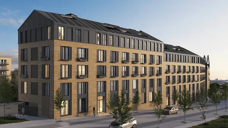 Imagen de un bloque de edificios de obra nueva generada por ordenador. CEDIDA