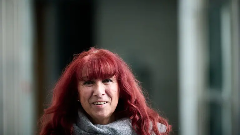 Maite Nosti, de VOX, en su llegada a la Mesa y Junta de Portavoces. PABLO LASAOSA