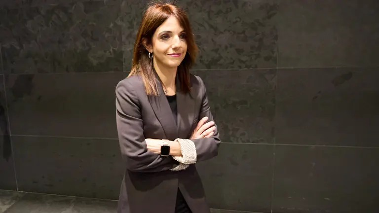 María Jesús Valdemoros en el Pleno del Parlamento de Navarra. IÑIGO ALZUGARAY