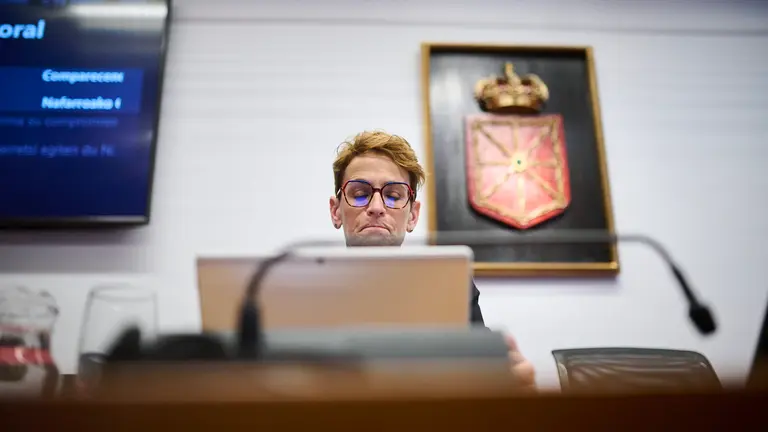 Comparecencia para que la presidenta del Gobierno, María Chivite, explique la sentencia del Tribunal Supremo que anula el Real Decreto 252/2023, de 4 de abril, de traspaso de funciones y servicios de la Administración del Estado a la Comunidad foral de Navarra en materia de tráfico y circulación de vehículos a motor. PABLO LASAOSA