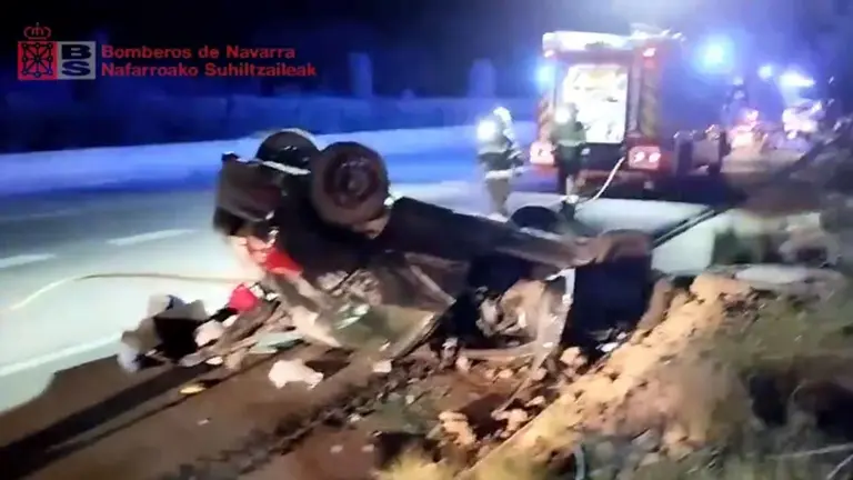 Accidente con cuatro heridos en la A-68 en Tudela. BOMBEROS DE NAVARRA