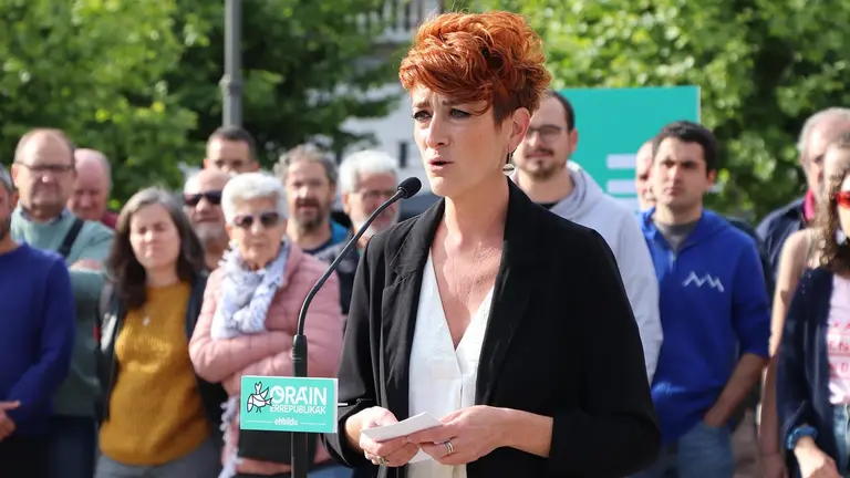 Bakartxo Ruiz, cuarta en la lista de EH Bildu a las elecciones europeas, en el acto de inicio de campaña en Pamplona. EH BILDU