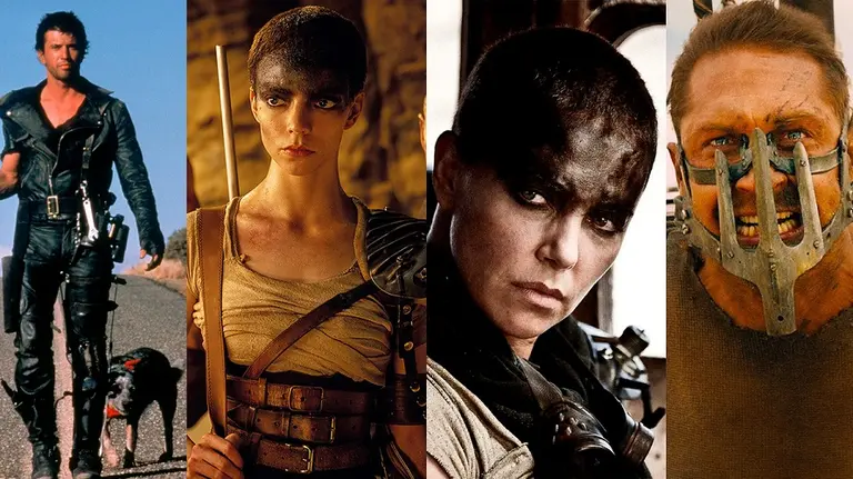 Dos personajes, cuatro actores. Mel Gibson como Max, Annya Taylor-Jor y Charlize Theron como Furiosa y Tom Hardy como Max