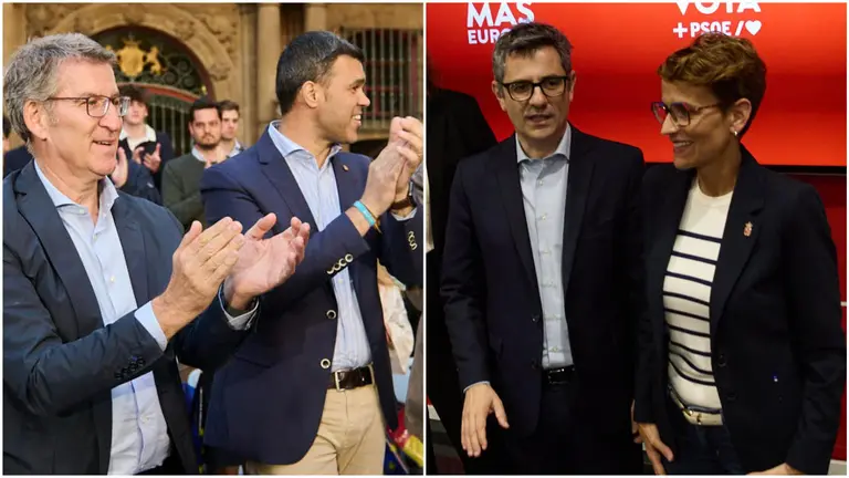 Feijôo y García (PP), a la izquierda y Bolaños y Chivite (PSN), a la derecha.
