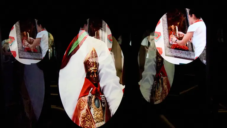 Presentación del ‘Espacio SanFermIN! Espazioa’ en la Cuesta de Santo Domingo de Pamplona. IÑIGO ALZUGARAY