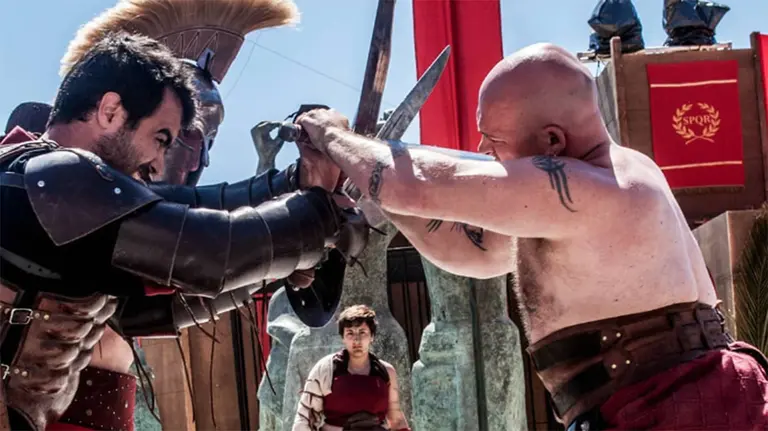 Lucha de gladiadores en el Día de la Sal organizado por Tierras de Iranzu y Salinas de Oro. TIERRAS DE IRANZU