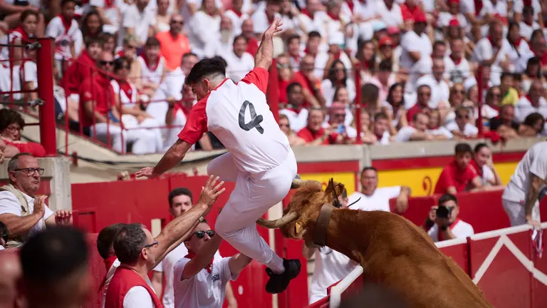Concurso de anillas de San Fermín 2024 con reses de Eulogio Mateo en la Plaza de Toros de Pamplona. PABLO LASAOSA