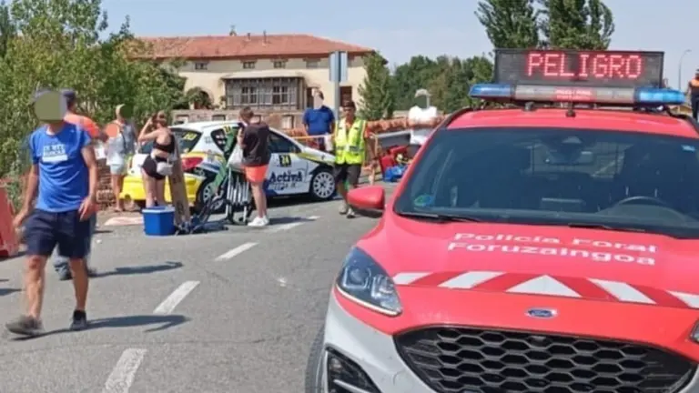 Momento del accidente en el Rally de Fitero donde siete personas han sido atropelladas. POLICÍA FORAL