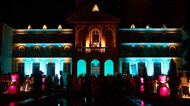 Actuación del guitarrista Gerardo Núñez en el Balcón del Palacio de Navarra en la XI edición de Flamenco on Fire. IÑIGO ALZUGARAY