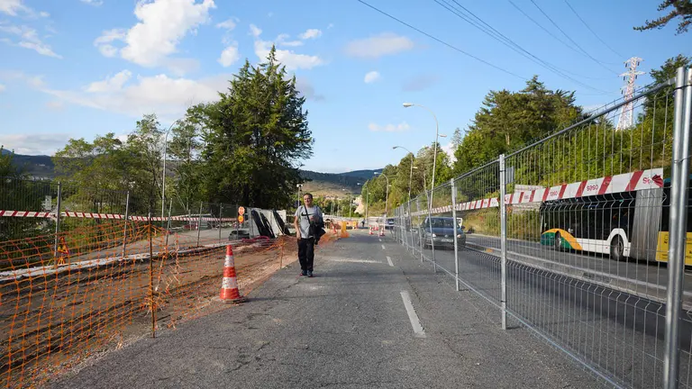 Obras del carril bici en la Cuesta de Beloso. NAVARRA.COM