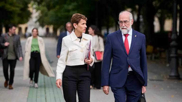 La presidenta del Gobierno de Navarra, María Chivite y el consejero de Salud Fernando Domínguez comparecen en comisión del Parlamento. PABLO LASAOSA