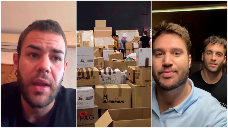 Álvaro Urra, Fernando Munárriz y Aitor Goñi han llenado un camión con ayuda para los afectados por la DANA. NAVARRA.COM