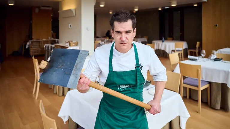 Nacho Gómara, del restaurante Verduarte en la Plaza de Baluarte. PABLO LASAOSA