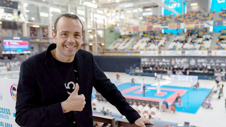Óscar Martínez de Quel, profesor de la UPNA, durante el Campeonato de Europea de Kárate del año pasado
ESPAÑA EUROPA NAVARRA DEPORTES
JOSE MARIA  RODRIGUEZ  MARTIN