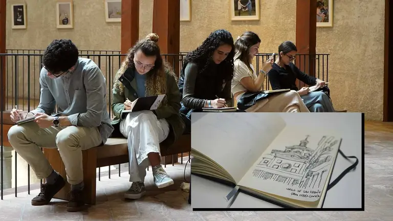 Estudiantes de 1º de Arquitectura de la Universidad de Navarra descubren el valor arquitectónico y cultural de Pamplona a través del dibujo.