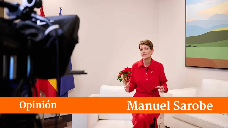 María Chivite durante la grabación del mensaje de fin de año. GOBIERNO DE NAVARRA