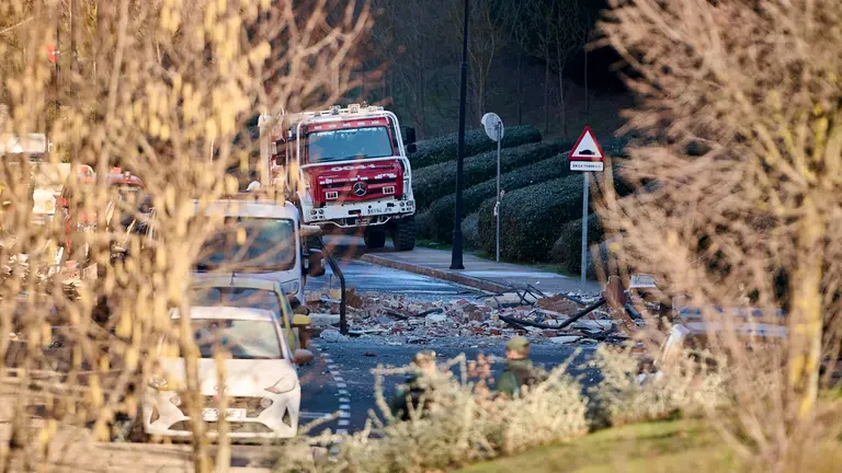 Día después de que sucediera una explosión en una vivienda en la calle Concejo de Zabalegui de Noáin. PABLO LASAOSA