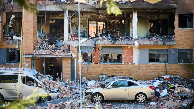 Día después de que sucediera una explosión en una vivienda en la calle Concejo de Zabalegui de Noáin. PABLO LASAOSA