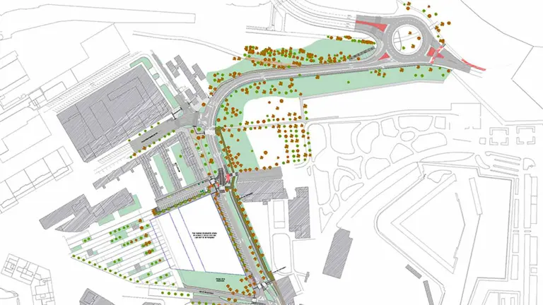 Plano del acceso al centro por la Cuesta de la Reina donde quieren hacer un carril bici. AYUNTAMIENTO DE PAMPLONA