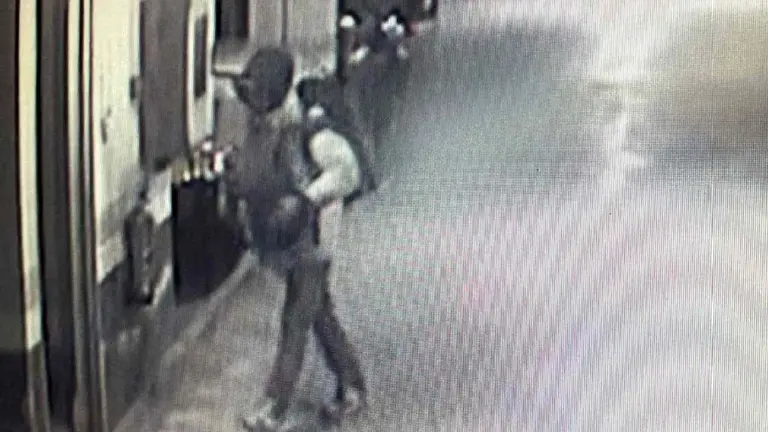 Uno de los dos detenidos captado por la cámara de videovigilancia del garaje de uno de los bloques de viviendas. POLICÍA FORAL.