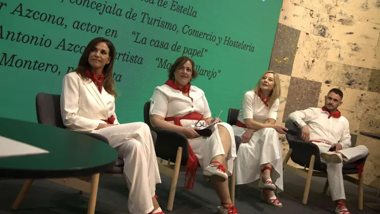 La periodista navarra Mariló Montero ha sido la estrella en la presentación del vídeo promocional de Estella en Fitur. CEDIDA