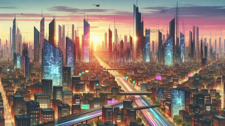 Ciudad futurista generada por IA. BAZOOM