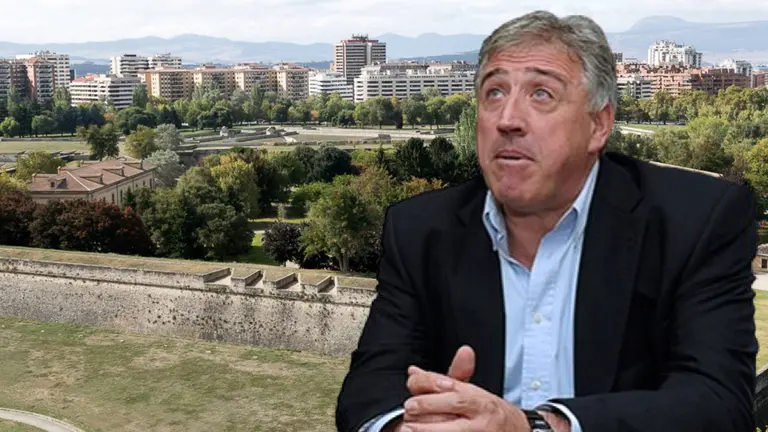 Fotomontaje de Joseba Asirón sobre unas vistas de Pamplona.