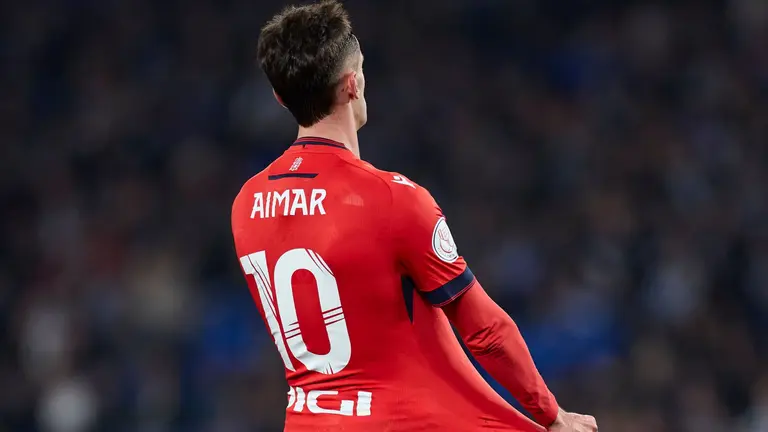 Aimar Oroz se lamenta durante el partido contra la Real Sociedad. AFP7 / Europa Press