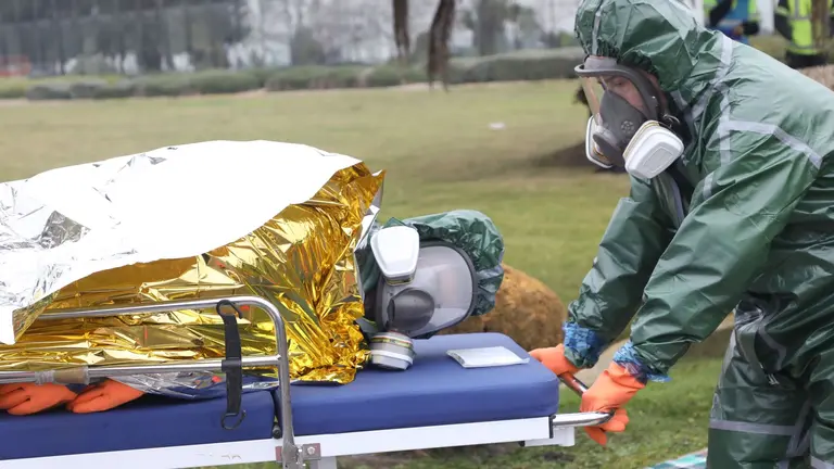 El Gobierno de Navarra realiza un simulacro de derrame de sustancia peligrosa y nube tóxica en Tudela, con el despliegue de 60 efectivos en la zona. GOBIERNO DE NAVARRA