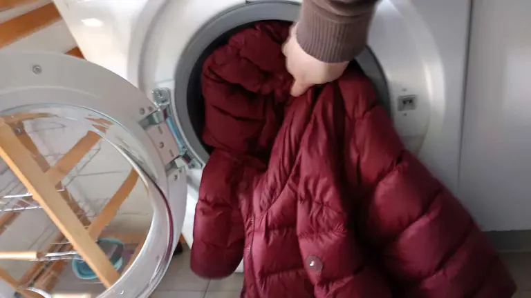 Un abrigo de plumas en una lavadora. NAVARRA.COM