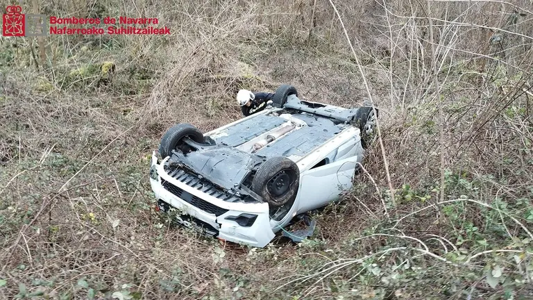 Imagen del accidente ocurrido en Baztán. BOMBEROS DE NAVARRA