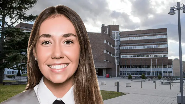 Fotomontaje con una imagen de la estudiante de Enfermería Teresa Escriche.