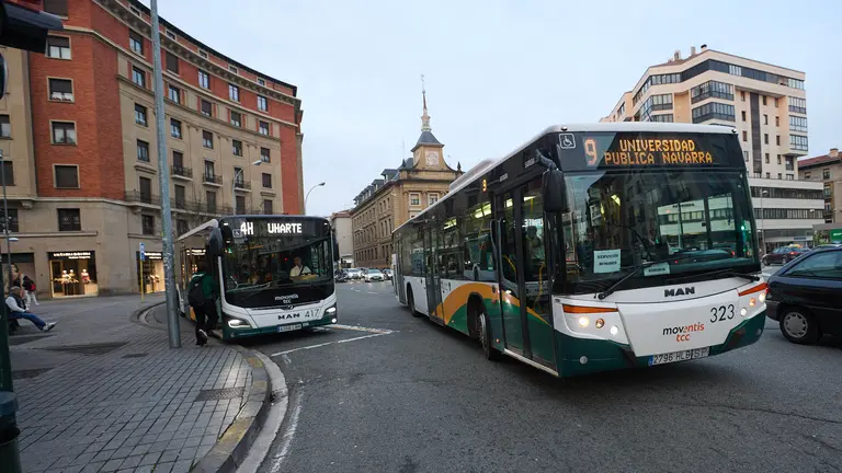 Huelga de villavesas en Pamplona. IÑIGO ALZUGARAY