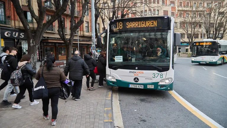 Huelga de villavesas en Pamplona. IÑIGO ALZUGARAY
