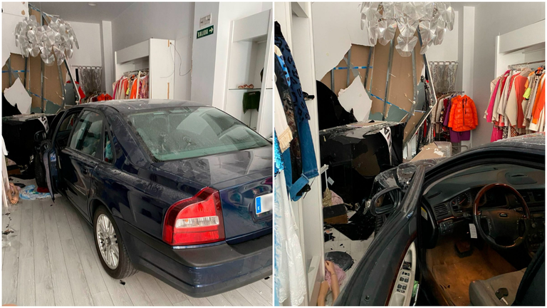 Imagen de cómo ha quedado la tienda Marta Modatras el accidente. CEDIDA