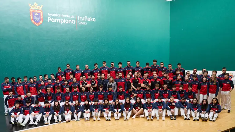 La presidenta de la Federación Navarra de Pelota Vasca (FNPV), Andrea Lusarreta, comparece para analizar las consecuencias derivadas del contenciosos que mantienen las federaciones vasca, española e internacional de pelota vasca. IÑIGO ALZUGARAY