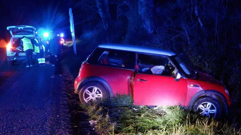 El coche se ha salido de la vía y ha chocado contra el talud lateral. POLICÍA FORAL