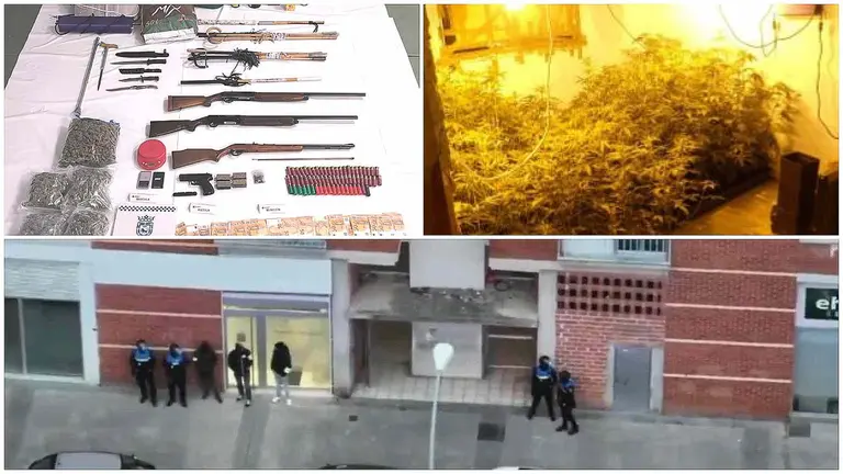 Armas y droga encontradas en un piso de Pamplona en una operación conjunta de la Policía Municipal de Pamplona y la Policía Foral. POLICÍA MUNICIPAL DE PAMPLONA
