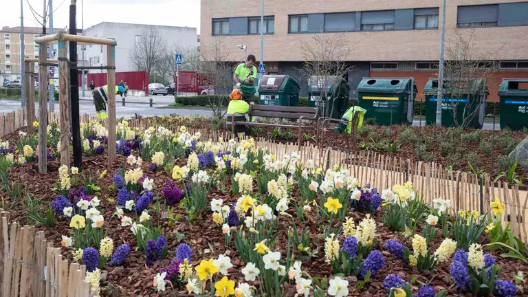 Obras de naturalización de la calle Urzainqui, en la Rochapea. AYUNTAMIENTO DE PAMPLONA