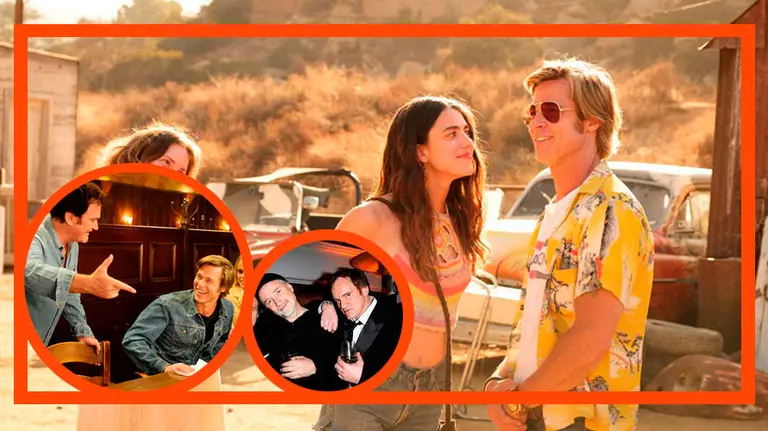 Brad Pitt en el set de Érase una vez en Hollywood, junto a Tarantino y Tarantino y David Fincher3