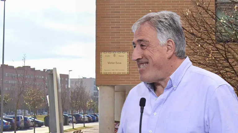 Fotomontaje de Joseba Asirón sobre una imagen de la calle Víctor Eusa.