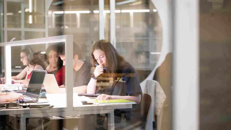 Estudiantes en la biblioteca de la Universidad Pública de Navarra. UPNA