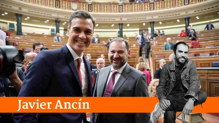 El presidente del Gobierno, Pedro Sánchez, junto a José Luis Ábalos, en el Congreso. Marta Fernández / Europa Press