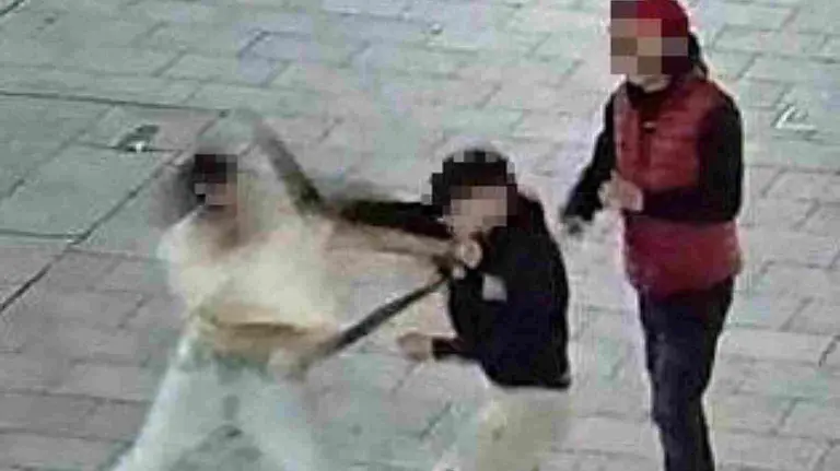 Imagen de la pelea captada por una cámara de videovigilancia. POLICÍA FORAL