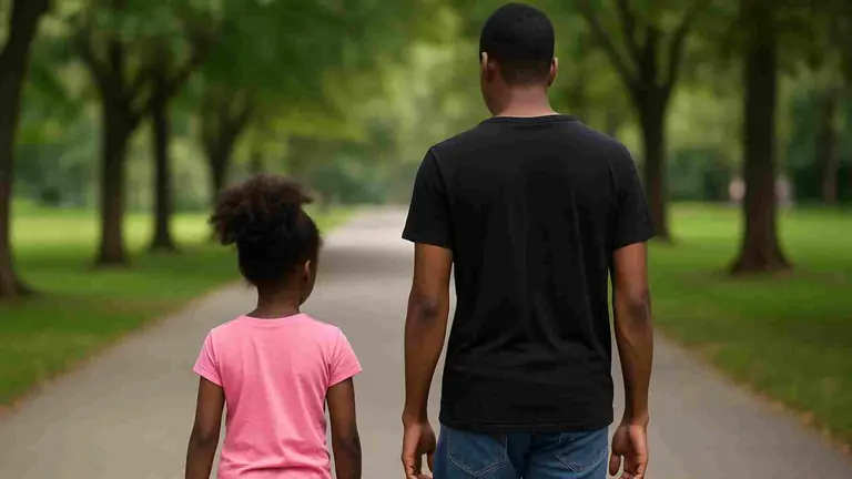 Un joven y una niña de raza negra. Imagen generada por Inteligencia Artificial.