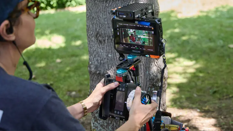 Rodaje en la UPNA de la serie 'Millennial Mal' creada por Lorena Iglesias y Andrea Jaurrieta para Filmin. IÑIGO ALZUGARAY