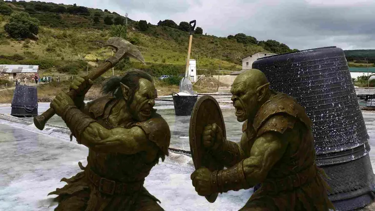 Peleas de orcos en la fiesta de la sal de Salinas de Oro.