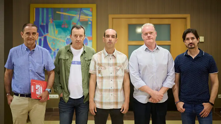 Rueda de prensa de la Comisión de Personal de Policía Foral por "la grave situación que viven los miembros de Policía Foral en una situación en la que se está a las puertas de la asunción completa de la competencia de tráfico". PABLO LASAOSA